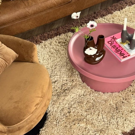 Hoogpolig vloerkleed Pilo beige/bruin polyester Interieur05 - Vloerkledenloods