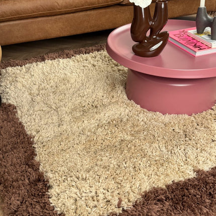 Hoogpolig vloerkleed Pilo beige/bruin polyester Interieur05 - Vloerkledenloods