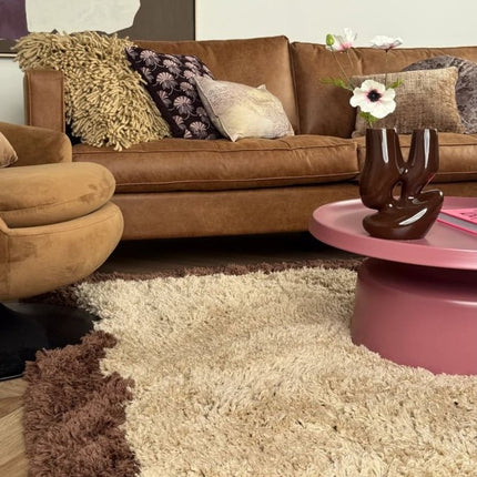 Hoogpolig vloerkleed Pilo beige/bruin polyester Interieur05 - Vloerkledenloods