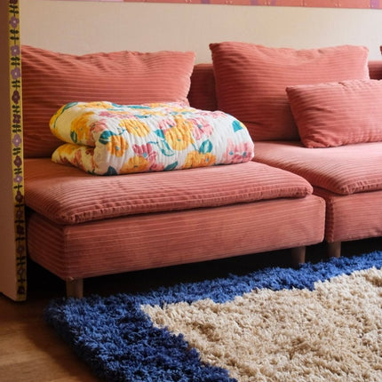 Hoogpolige Vloerkleden - Hoogpolig vloerkleed Pilo beige/blauw polyester Interieur05 - Vloerkledenloods