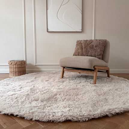 Hoogpolige Vloerkleden - Rond hoogpolig vloerkleed Furr beige - Interieur05 - Vloerkledenloods