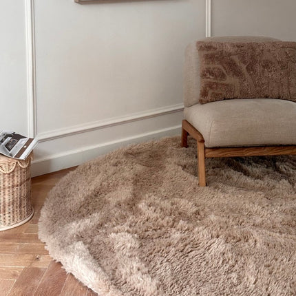 Hoogpolige Vloerkleden - Rond hoogpolig vloerkleed Furr bruin - Interieur05 - Vloerkledenloods