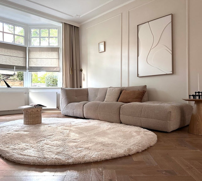 Organisch hoogpolig vloerkleed Odelia beige/wit - Interieur05 - Vloerkledenloods