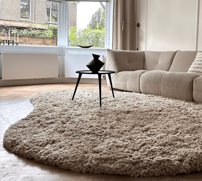 Organisch Hoogpolig Vloerkleed Pilo Beige Polyester Interieur05 - Vloerkledenloods