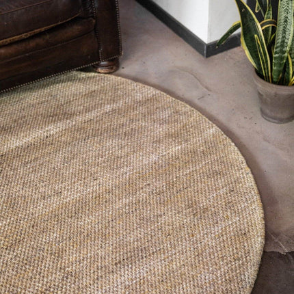 Vloerkleed Gerecycled Materiaal Rond Ciro Geel/Naturel op=op - Vloerkledenloods