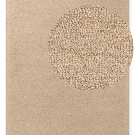 Elle Decoration Puristic fijne bouclé wollen vloerkleed Knots Beige - Vloerkledenloods