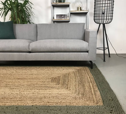 Jute Vloerkleed Rechthoek Naturel/Groen