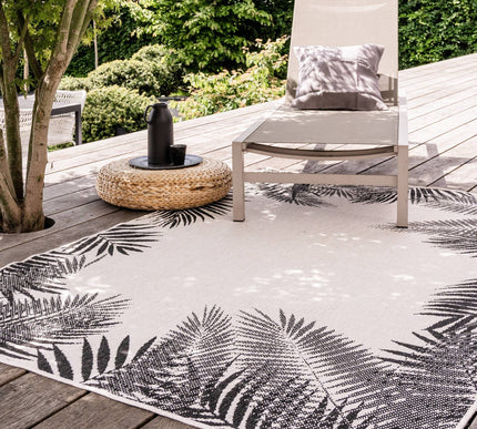 Buiten vloerkleed Leaf - Zwart - dubbelzijdig - EVA Interior