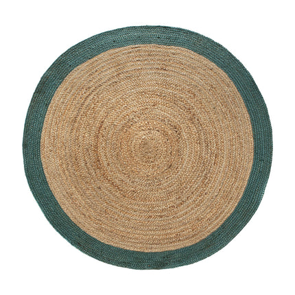 Rond vloerkleed Jute Naturel/Donkergroen