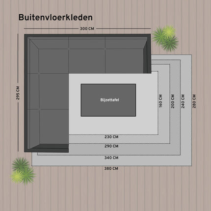 Buiten vloerkleed Leaf - Zwart - dubbelzijdig - EVA Interior