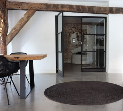 Rond vloerkleed Jute Zwart