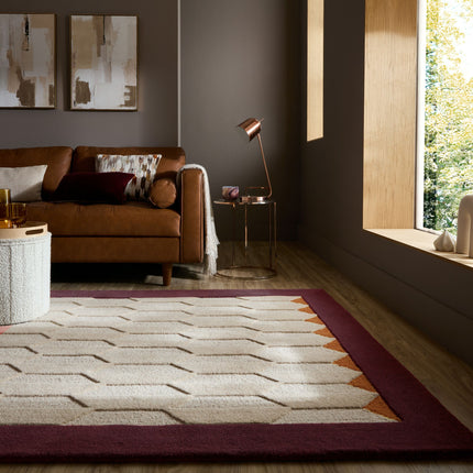 Flair Rugs wollen vloerkleed Apex Border Burgundy