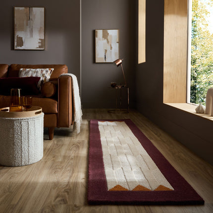 Flair Rugs wollen loper Apex Border Burgundy