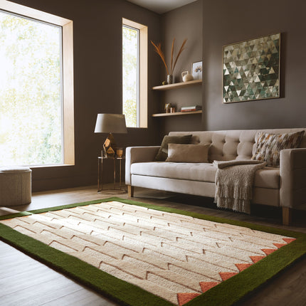 Flair Rugs wollen vloerkleed Apex Border Groen