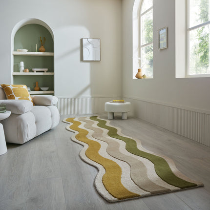 Flair Rugs wollen loper Cascade Groen