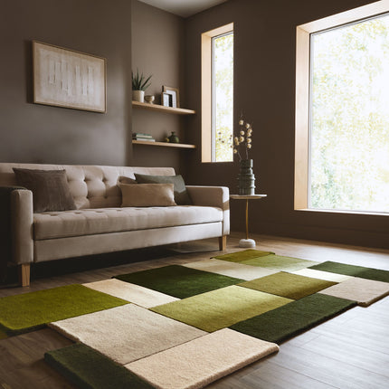 Flair Rugs wollen vloerkleed Collage Groen