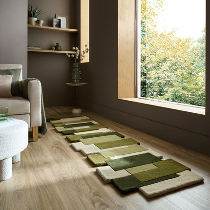 Flair Rugs wollen loper Collage Groen
