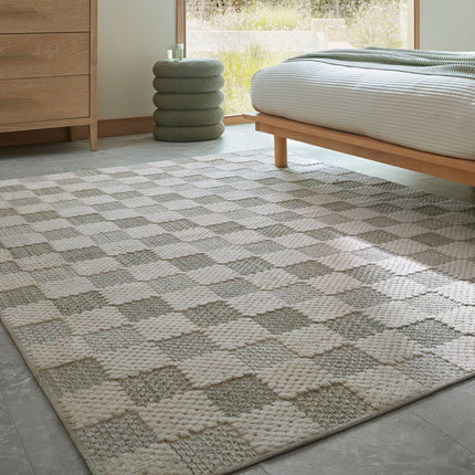 Flair Rugs katoenen vloerkleed Muted Checkerboard Groen