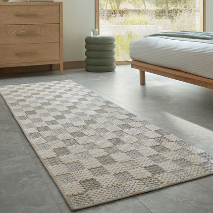 Flair Rugs katoenen loper Muted Checkerboard Groen