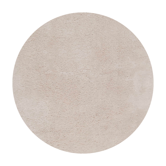 Rond hoogpolig vloerkleed Furr beige - Interieur05