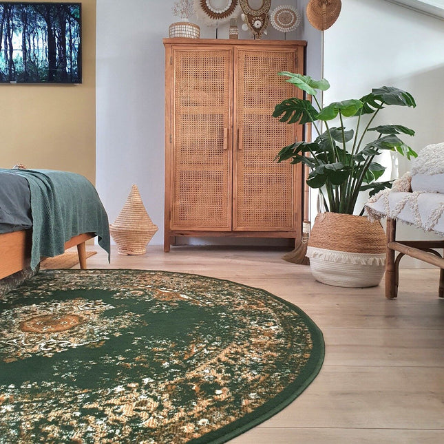 Rond Vintage Vloerkleed Keshan groen