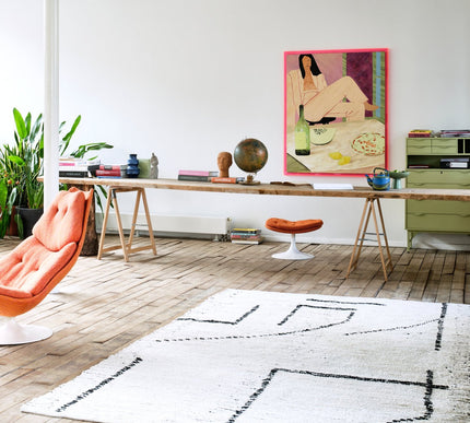 HKliving handgewoven vloerkleed cream/charcoal 200x300cm