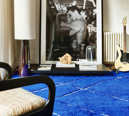 HKliving handgeknoopt wollen vloerkleed cobalt 200x300cm