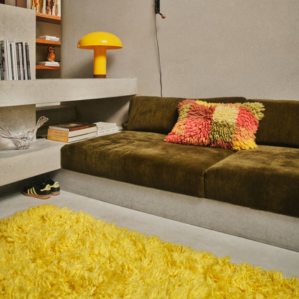 HKliving hoogpolig vloerkleed geel 150x240cm