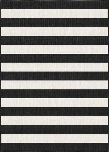 Buitenkleed Stripes zwart/wit dubbelzijdig