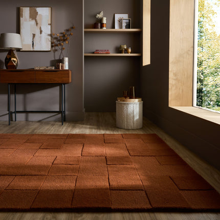 Flair Rugs wollen vloerkleed Checkerboard Terracotta