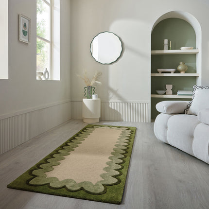 Flair Rugs wollen loper Wiggle Olive Green