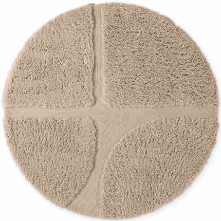 Ted Baker Lambeth hoogpolig vloerkleed rond Jasper Beige - Vloerkledenloods