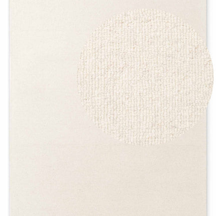 Elle Decoration Puristic fijne bouclé wollen vloerkleed Knots Naturel Wit - Vloerkledenloods