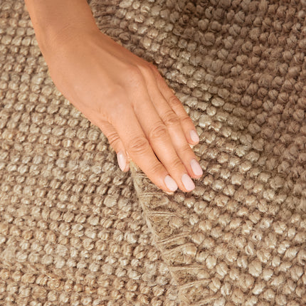 Hanse Home bouclé juten vloerkleed rond Jaipur Naturel Goud - Vloerkledenloods