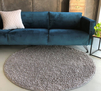 Hoogpolig Rond Vloerkleed Licht Grijs - Shaggy Collection