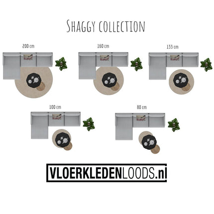 Hoogpolig Rond Vloerkleed Licht Grijs - Shaggy Collection