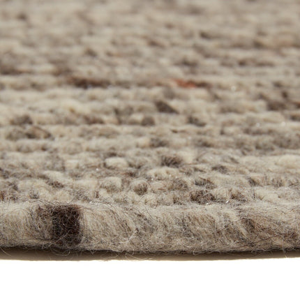 Rond wollen vloerkleed Gapo grijs gemeleerd