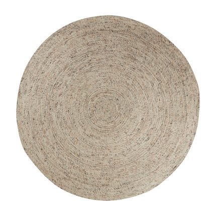 Rond wollen vloerkleed Gapo beige/wit gemeleerd