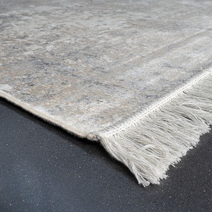 Vintage vloerkleed Smuk grijs met franjes
