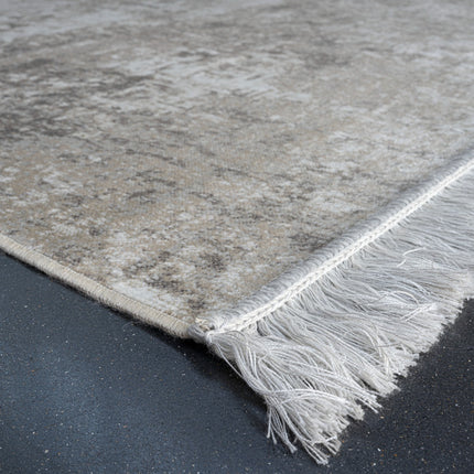 Vintage vloerkleed Smuk beige met franjes