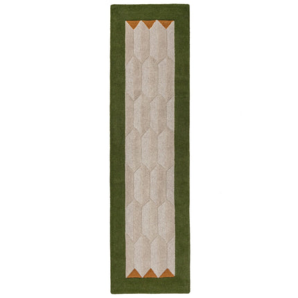 Flair Rugs wollen loper Apex Border Groen