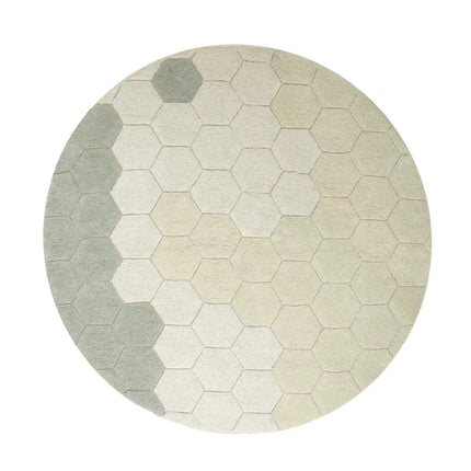 Lorena Canals wasbaar vloerkleed Round Honeycomb Blauw Salie