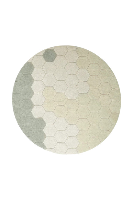 Lorena Canals wasbaar vloerkleed Round Honeycomb Blauw Salie