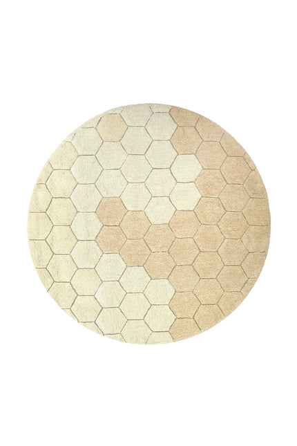 Lorena Canals wasbaar vloerkleed Round Honeycomb Golden