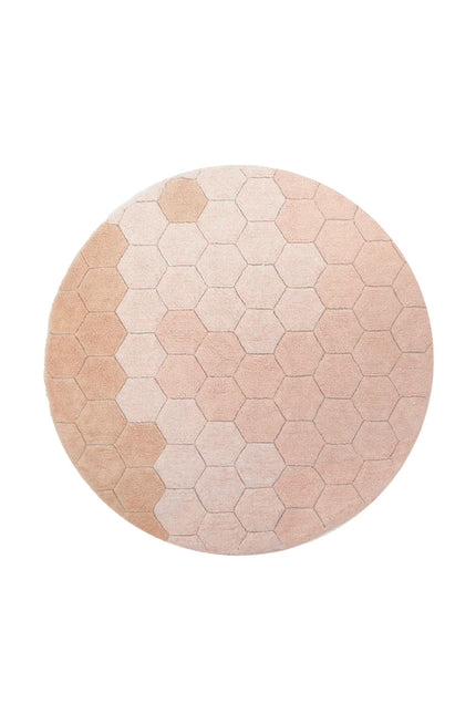 Lorena Canals wasbaar vloerkleed Round Honeycomb Roos