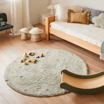Lorena Canals wasbaar vloerkleed Round Dot Blauw Salie