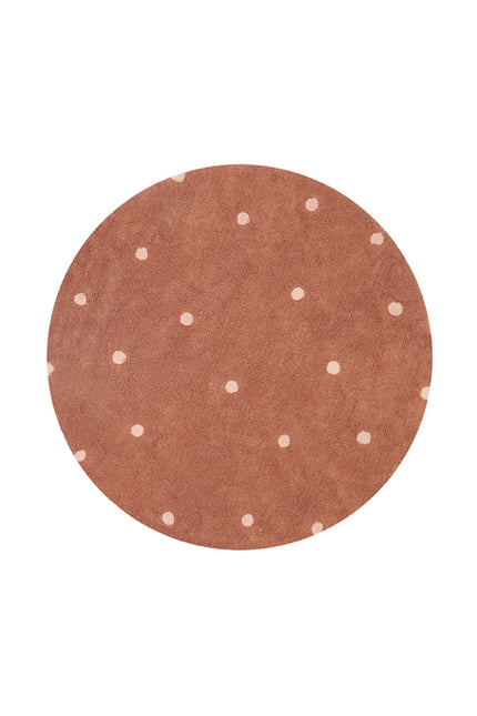 Lorena Canals wasbaar vloerkleed Round Dot Chestnut