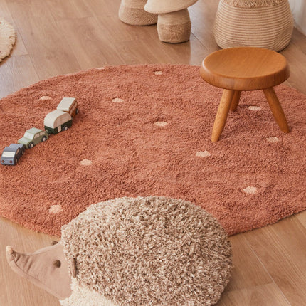 Lorena Canals wasbaar vloerkleed Round Dot Chestnut