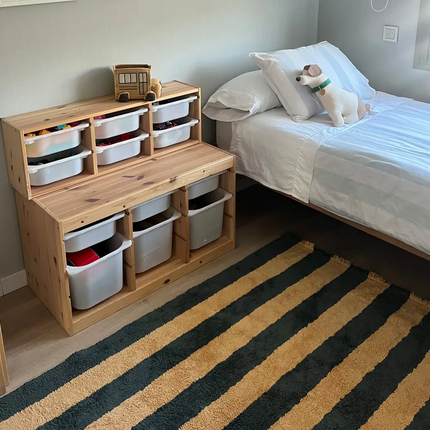 Lorena Canals Cabana Lines katoenen loper Stripes Terrazzo Green/Dark Honey
