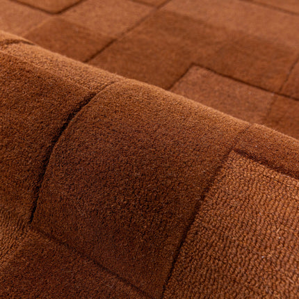 Flair Rugs wollen loper Checkerboard Terracotta